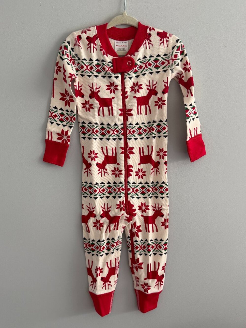 Hanna Andersson Baby Holiday Zip Sleeper in Dear Deer 18-24M